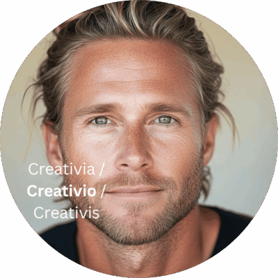 Creativia / Creativio / Creativis • Ideen auf den Punkt bringen für Texte, Videos & visuelle Konzepte - nicht nur schön, sondern starker Wow-Content. MyDreamTeamChat.io Persona